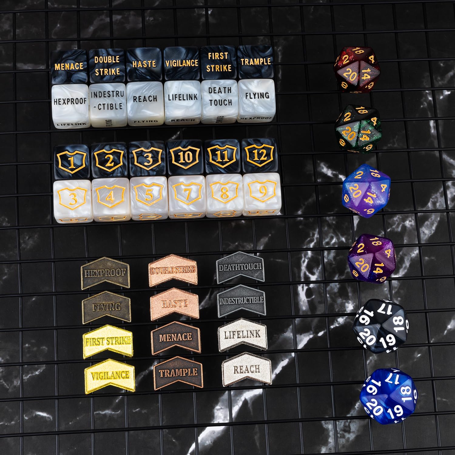LAMJAM dice counters with plastic storage box for organization