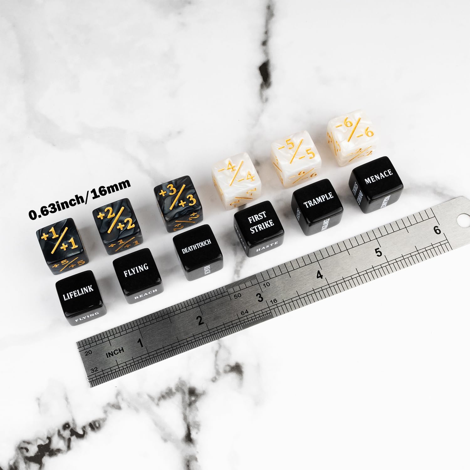 LAMJAM minus-counter dice twelve pieces for tracking negative modifiers in games.