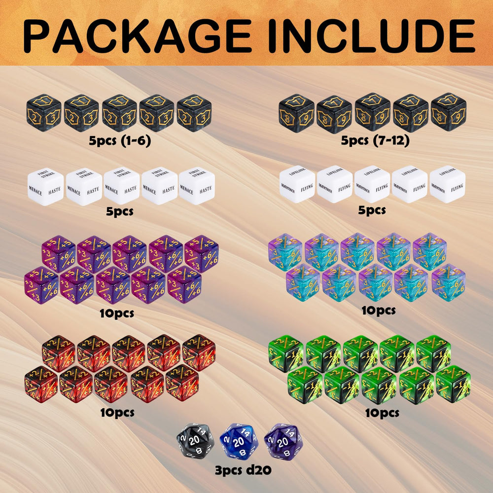 LAMJAM MTG keywords dice set featuring first strike and vigilance for quick reference