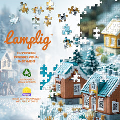 Lamplig winter fjord scene puzzle for mindful evenings
