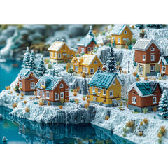 Lamplig Christmas puzzle 1000 pieces: winter fjord village aids relaxation and focus