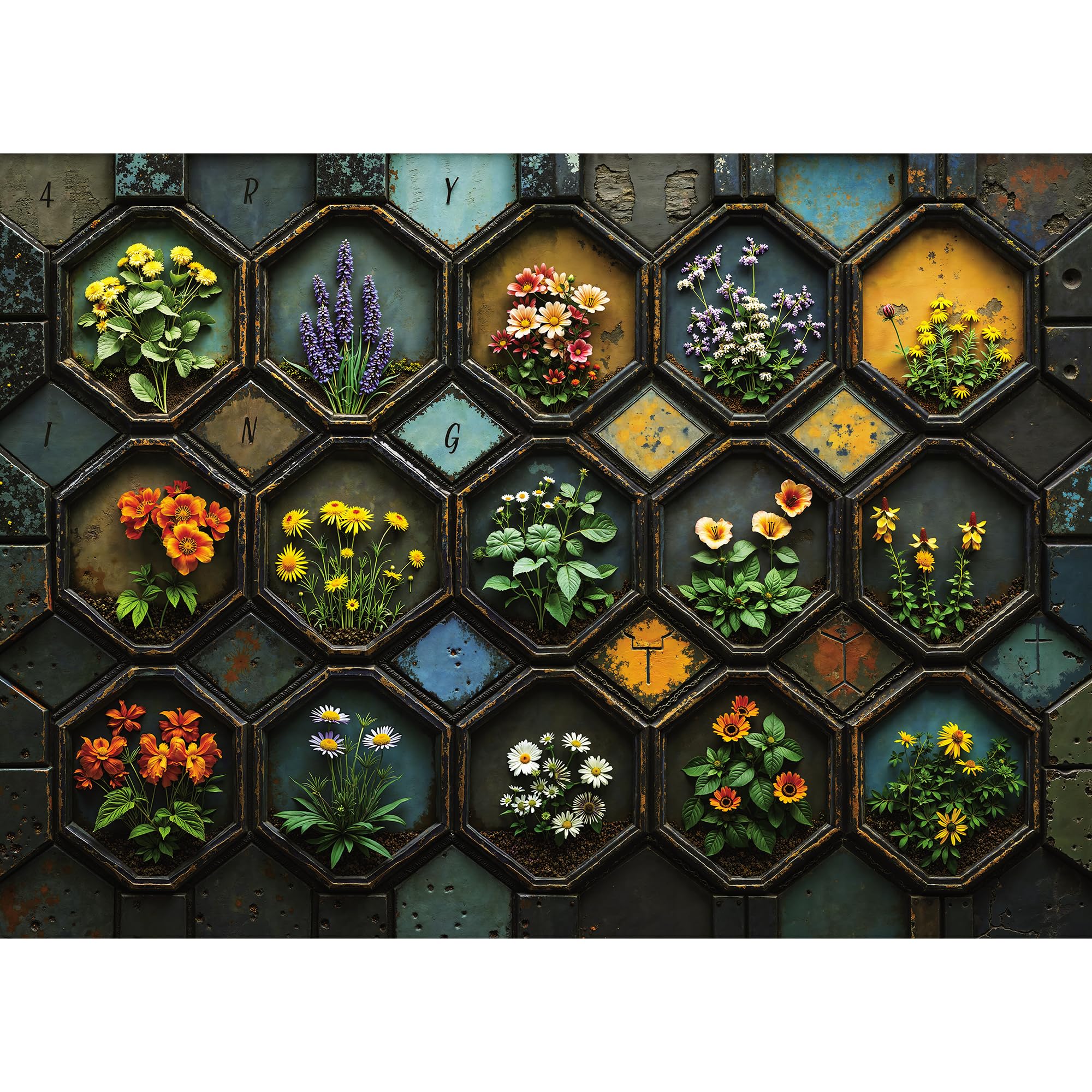 Lamplig Puzzles Flowers daisies honeycomb garden – mindful, relaxing puzzling sessions.