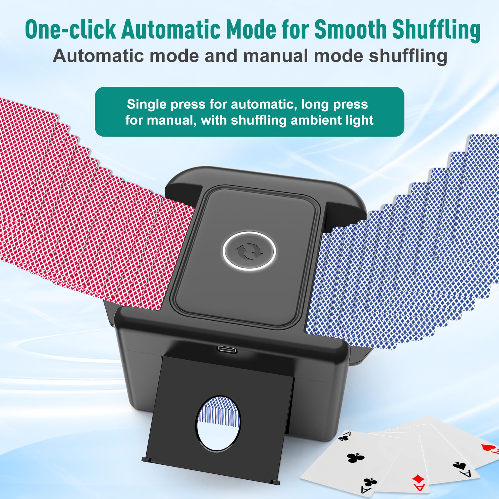 LAMZZP dual mode shuffler with LED circle for easy control.