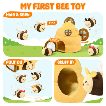 Lanbeby Bee music box adds gentle melodies to calm playtime.