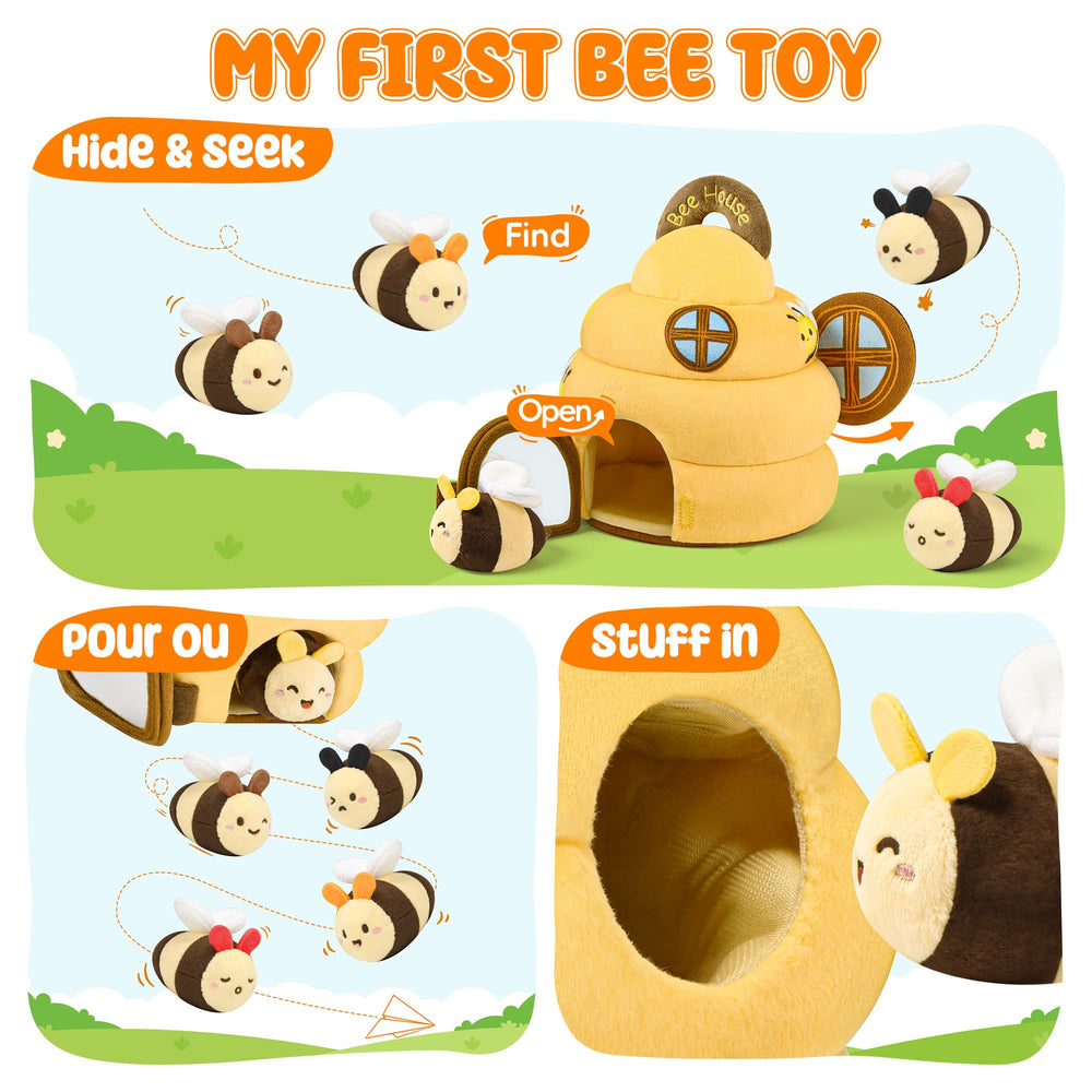 Lanbeby Bee music box adds gentle melodies to calm playtime.