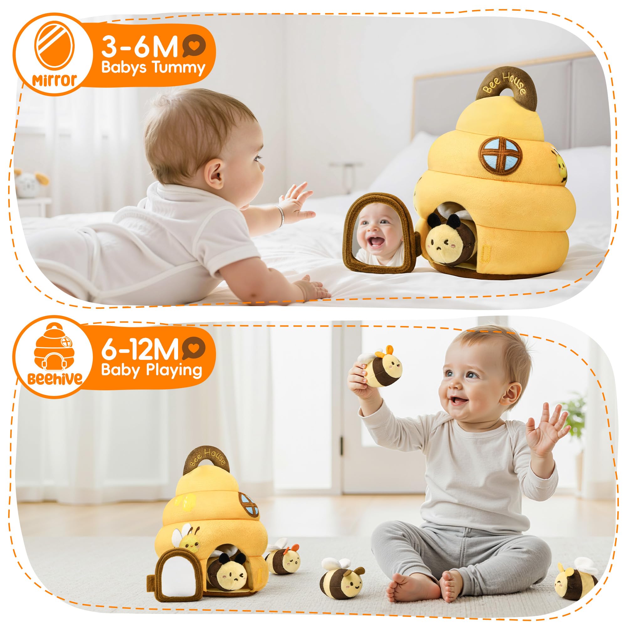 Lanbeby Bee rattle inside promotes grasping and shaking fun.