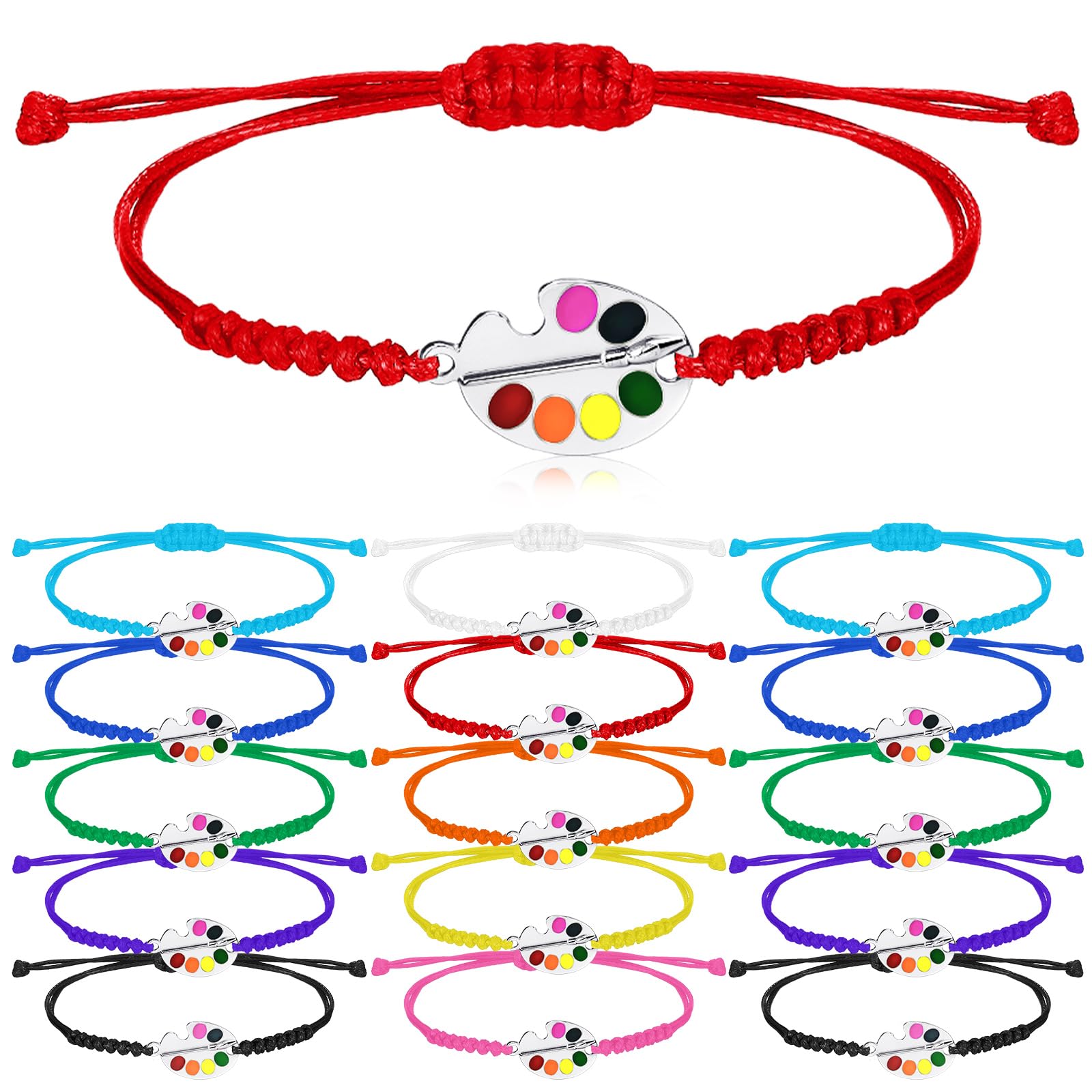 Landical 20 Pcs Art Paint Bracelets close-up shows vibrant color palette for creativity