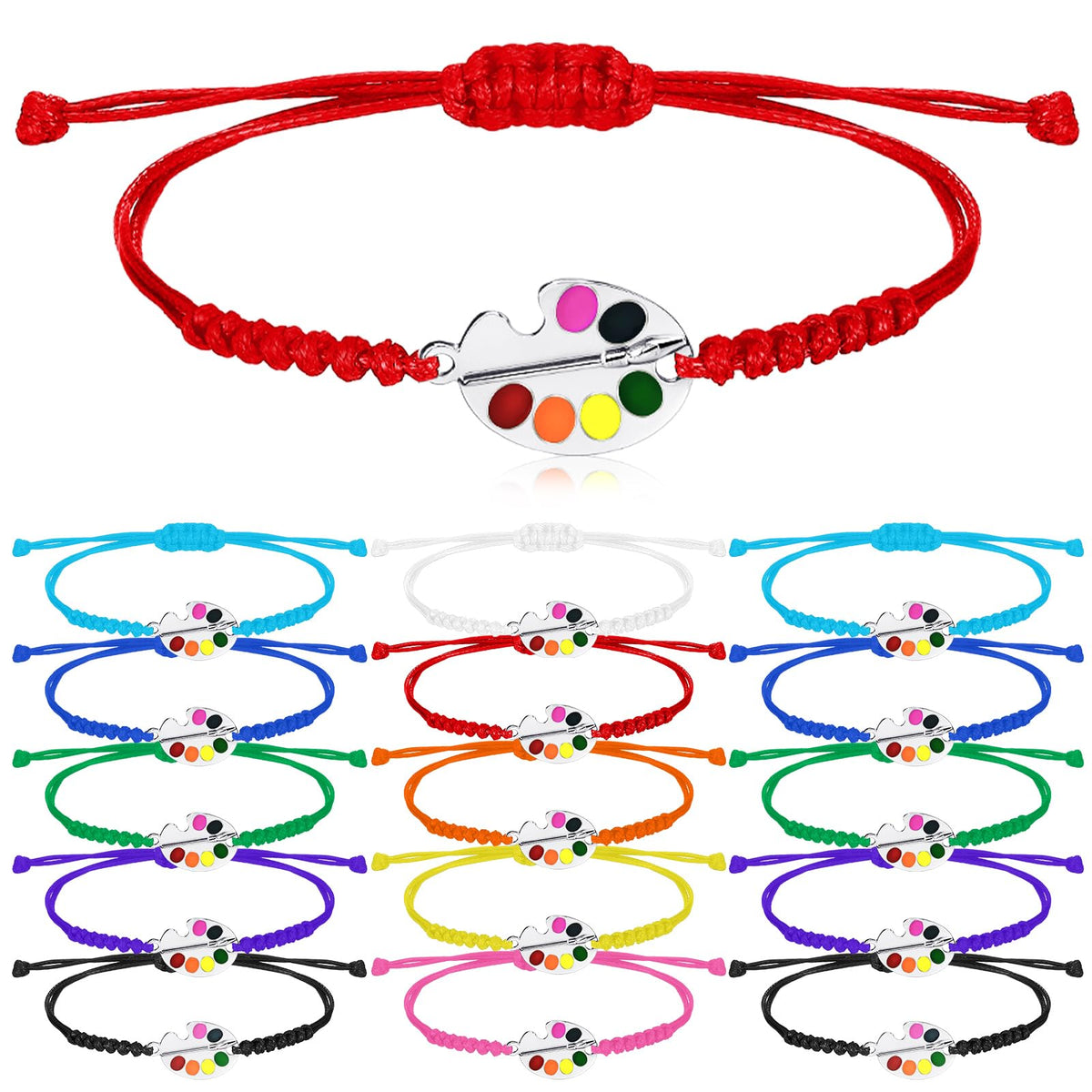 Landical 20 Pcs Art Paint Bracelets close-up shows vibrant color palette for creativity