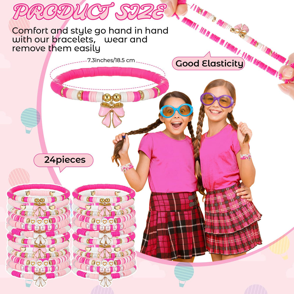 Landical 24-pcs bow bracelet set, great for party favors and coordinated looks