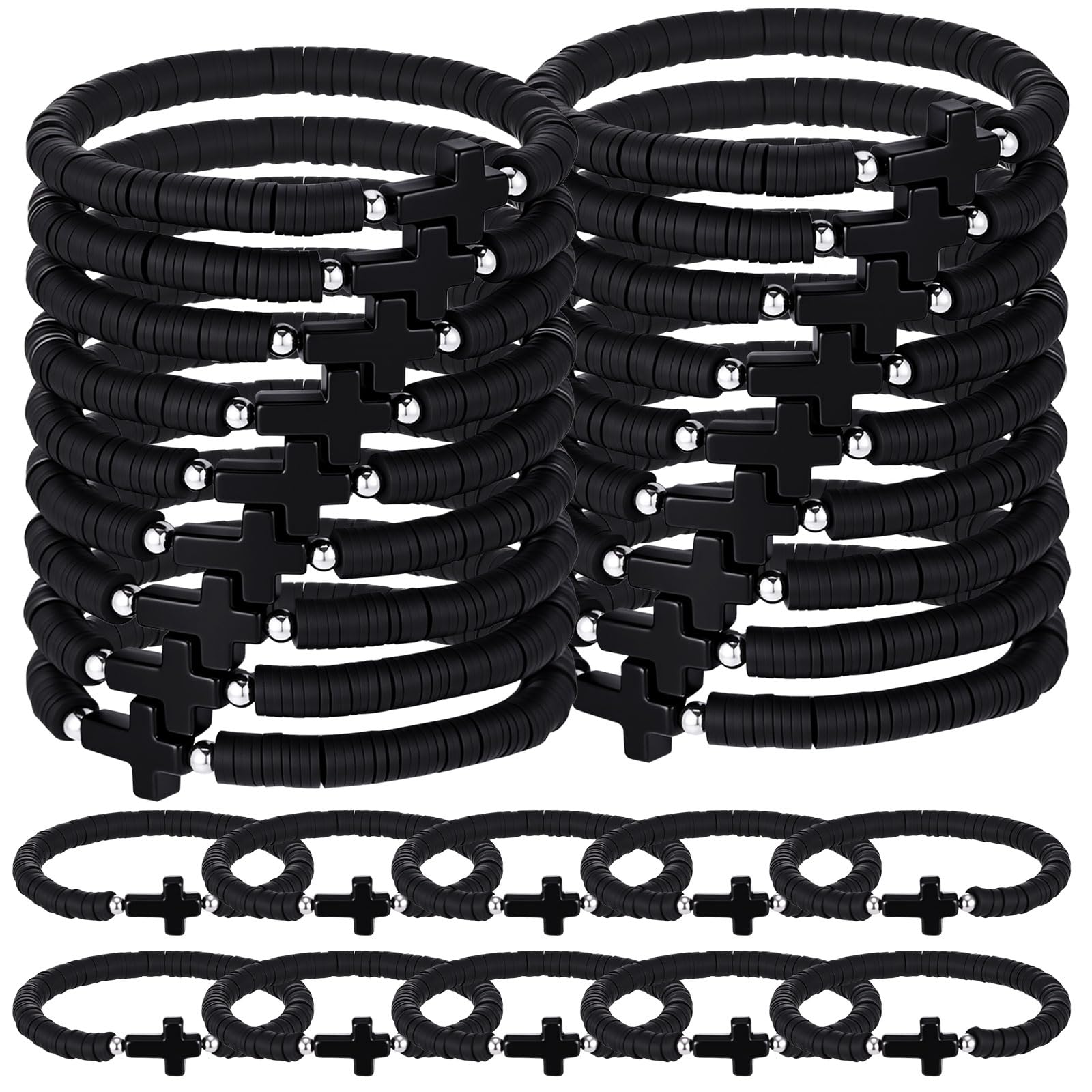 Landical black cross bracelets bulk pack, ideal for church gatherings