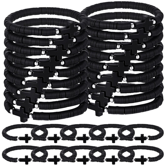 Landical black cross bracelets bulk pack, ideal for church gatherings