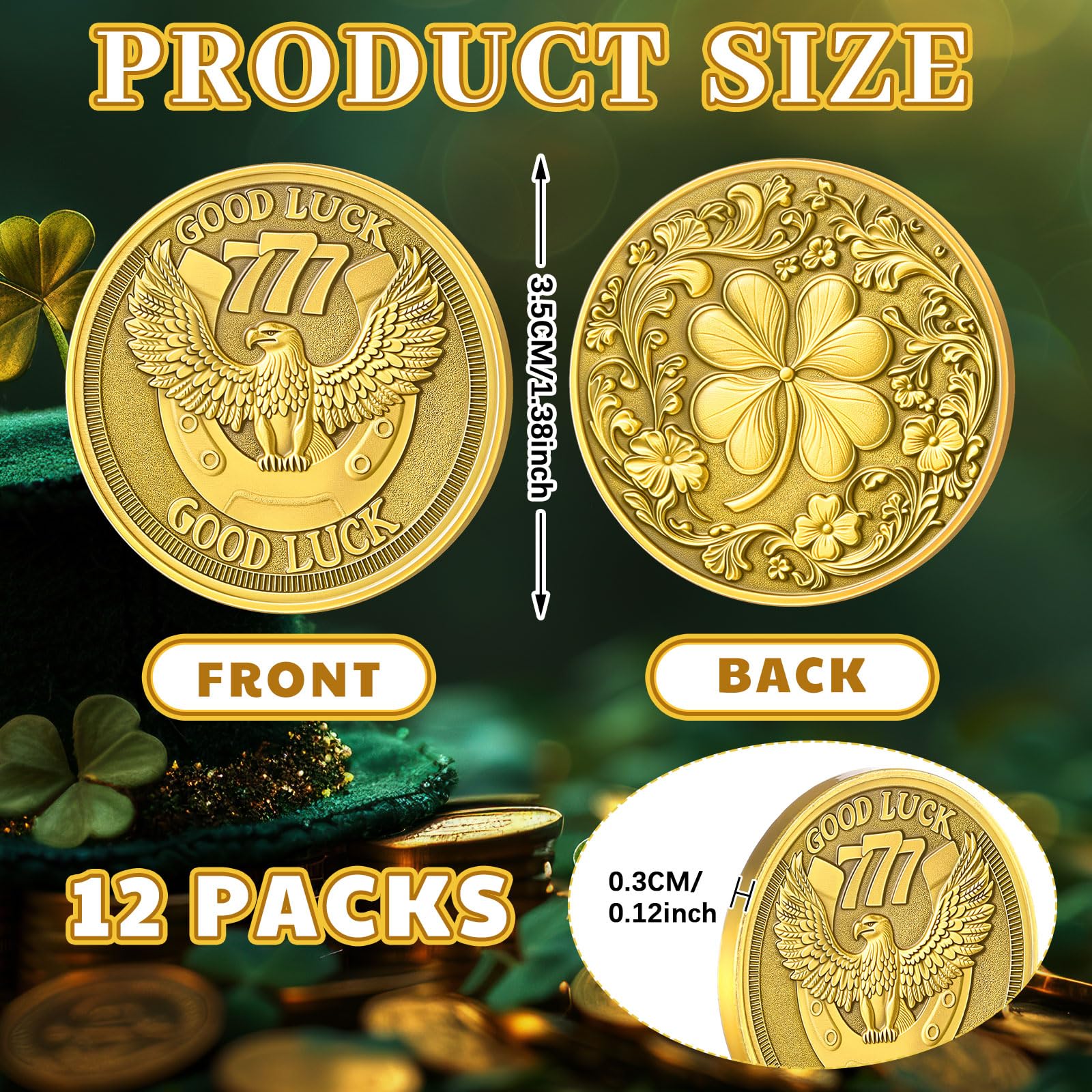 Landical lucky coin featuring an eagle and 777 for strength and optimism.