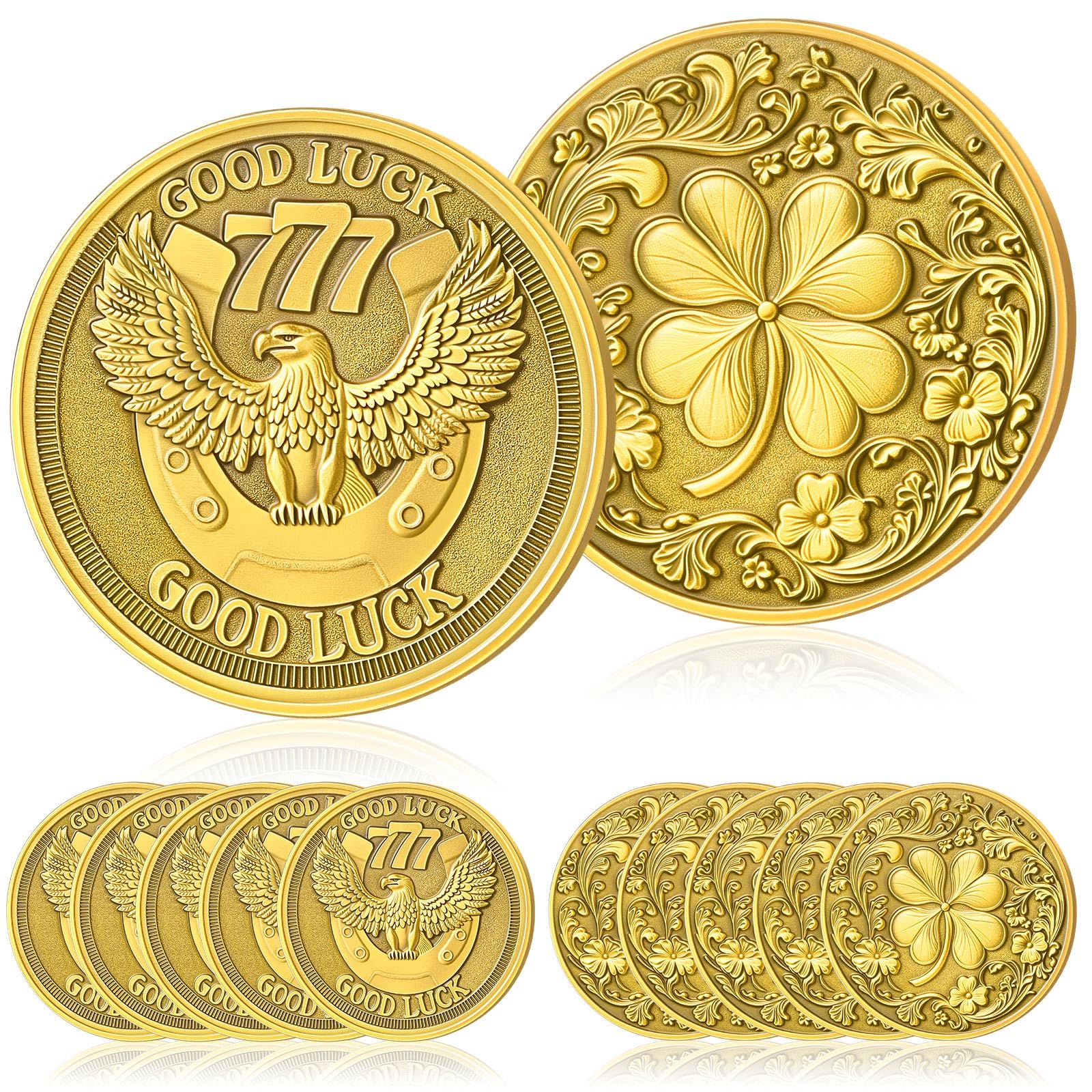 Landical lucky coin with a four-leaf clover for daily luck and energy.