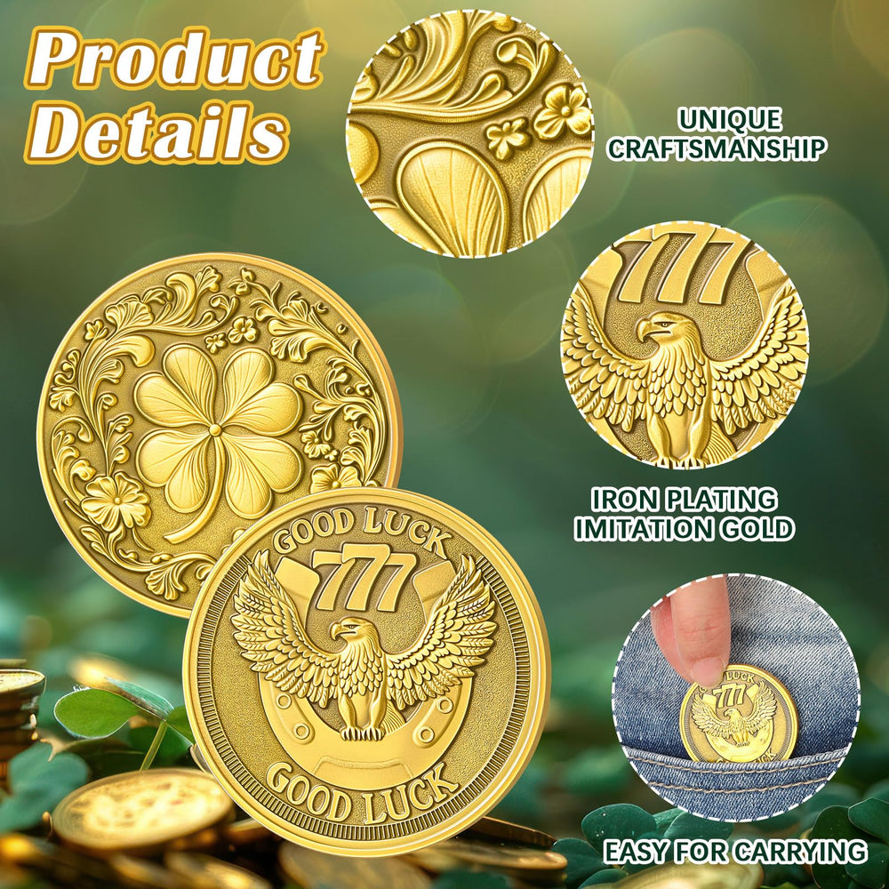 Landical gold-plated lucky coin with durable zinc alloy construction.