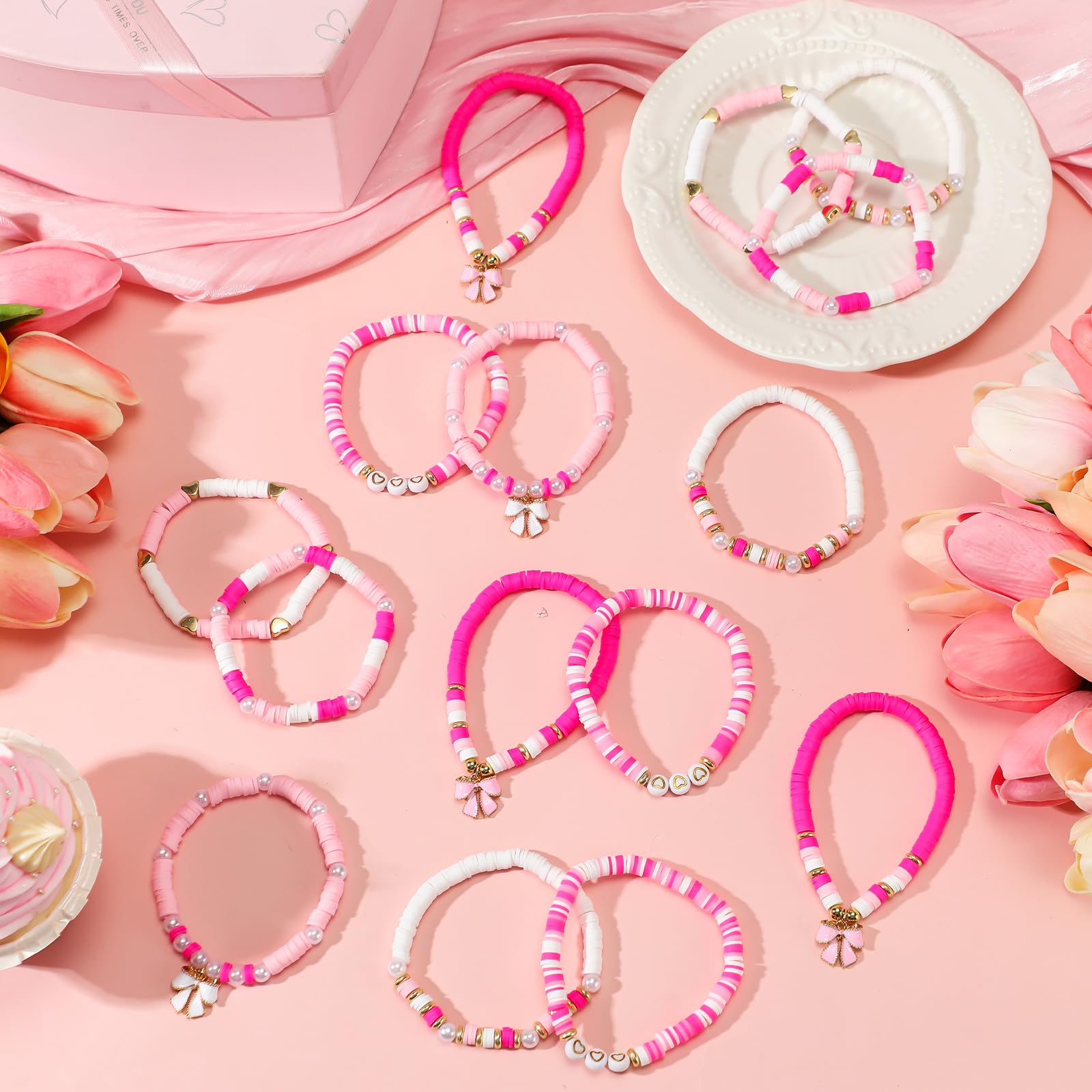 Landical pink bow wristbands, waterproof for outdoor celebrations