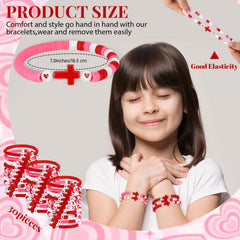 Close-up of Landical polymer clay cross bracelet in red tones, durable material