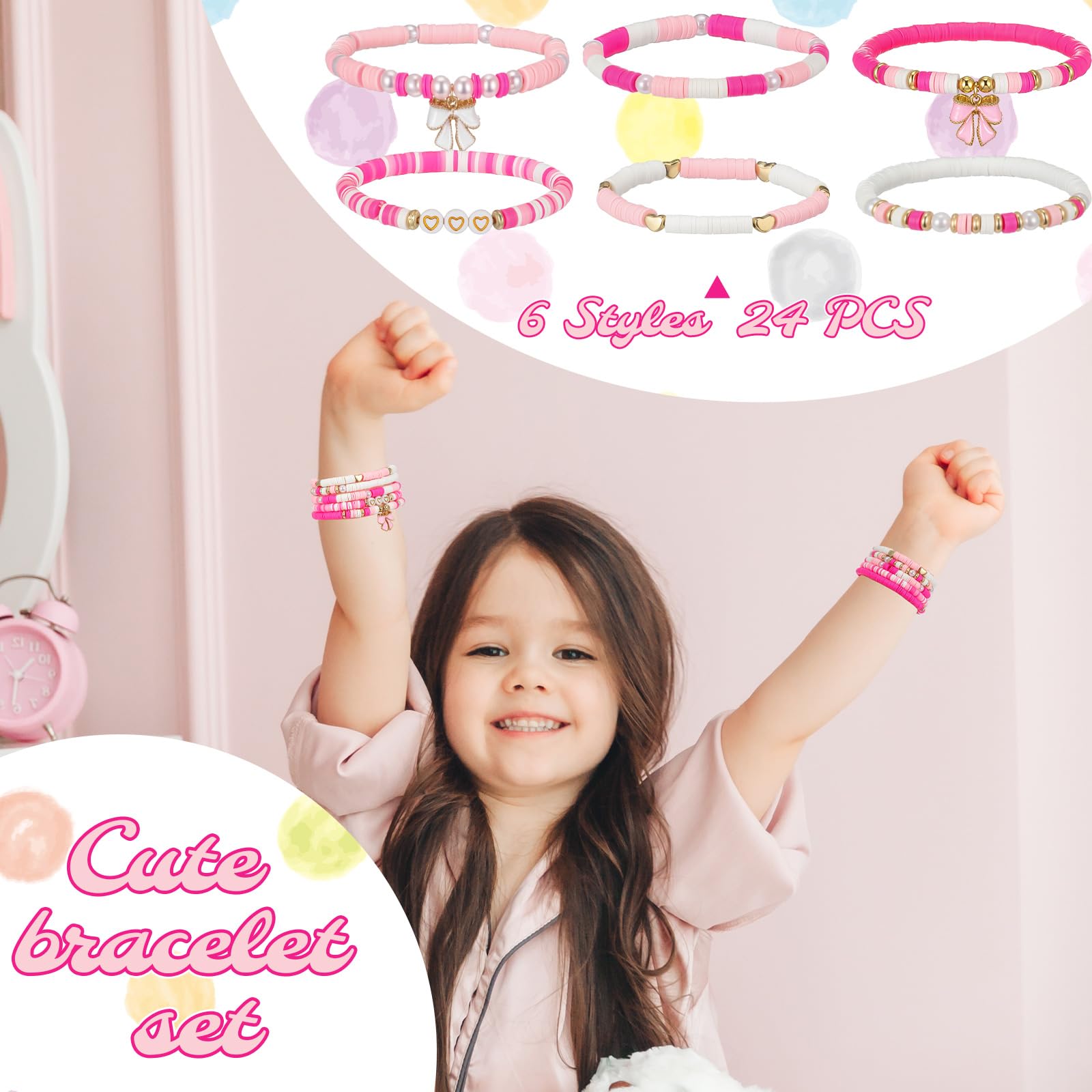 Landical six-style variety pack bow bracelets for versatile styling