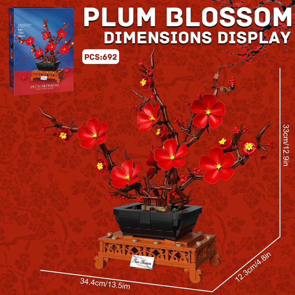 LANGLICHUN red plum bonsai petals layers create lifelike visual depth