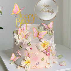 LANGPA pink butterfly toppers close-up shows delicate details for festive desserts