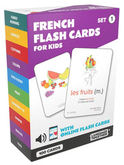 Language Together French flash cards cover image with bright illustrations for quick word recognition.
