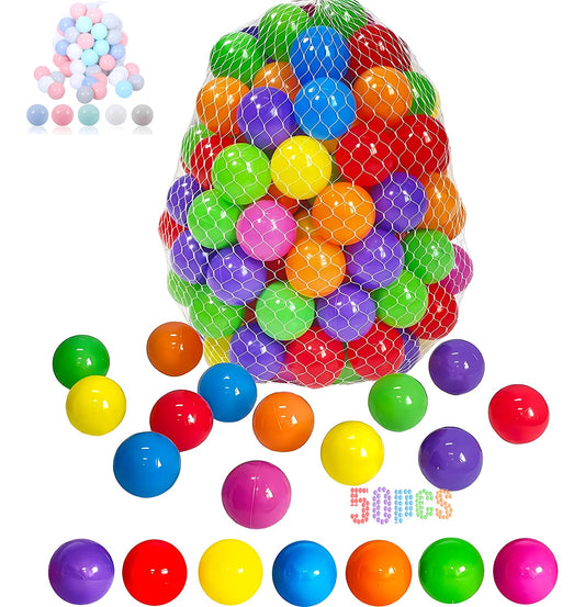 Langxun ball pit balls 50-pack in rainbow colors for safe, tactile play.