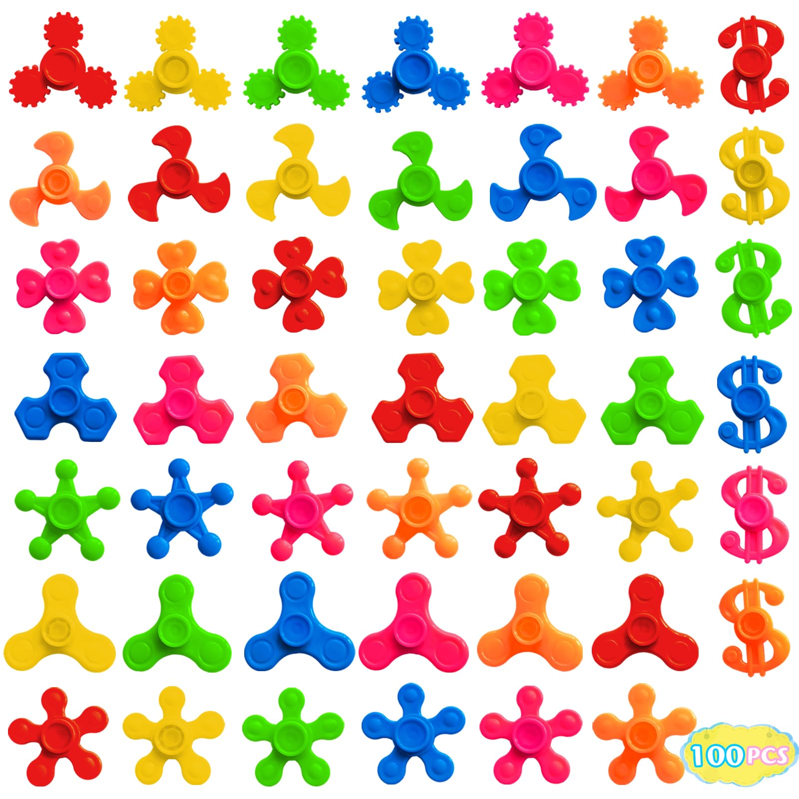 LANQKUISZ 100-pack mini fidget spinners on desk promote focus and calm.