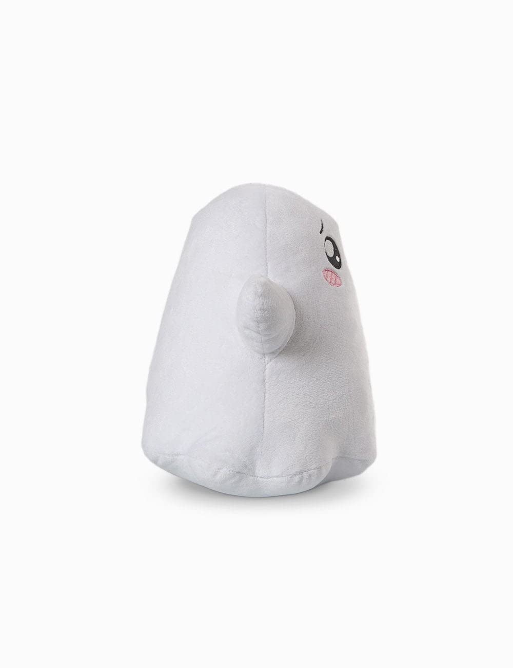 Close-up of Ghosty with embroidered facial features for adorable detail.