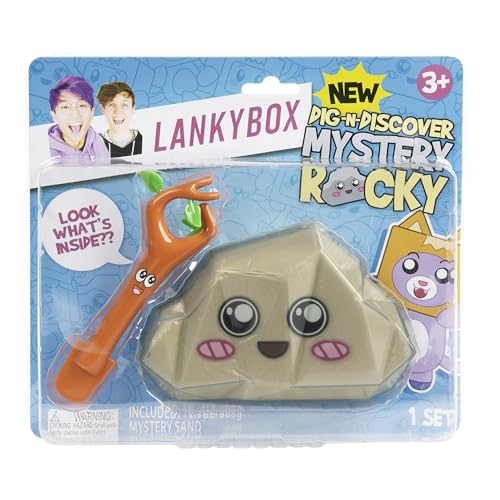 LankyBox sticky dig tool uncovers hidden micro figures during a treasure hunt.