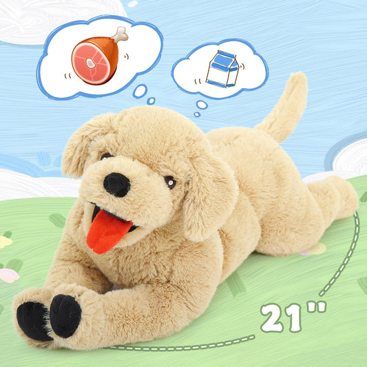 Lanmore plush face close-up shows lifelike eyes and friendly expression.
