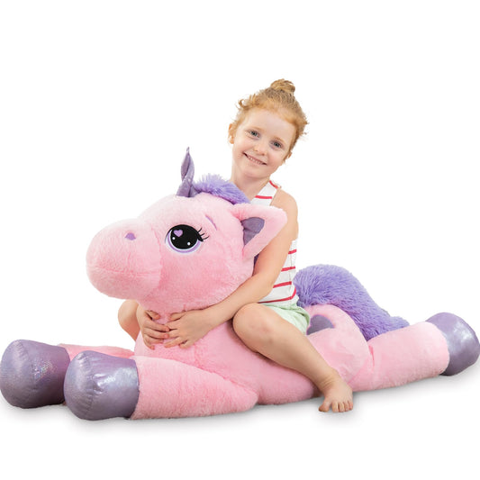 Lanmore unicorn 43inch giant plush, a cozy cuddle companion for bedtime.
