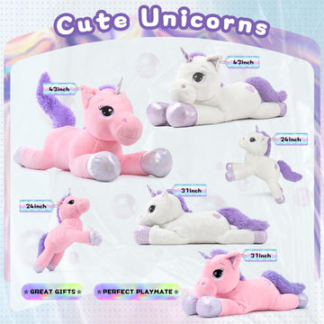 Lanmore unicorn bedtime companion, travel-friendly soft toy for on-the-go.