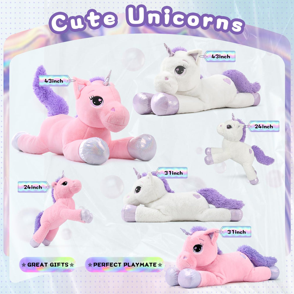 Lanmore unicorn bedtime companion, travel-friendly soft toy for on-the-go.
