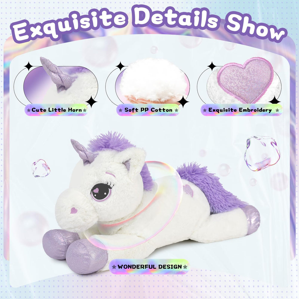 Lanmore unicorn toy featuring embroidered eyes for safe play