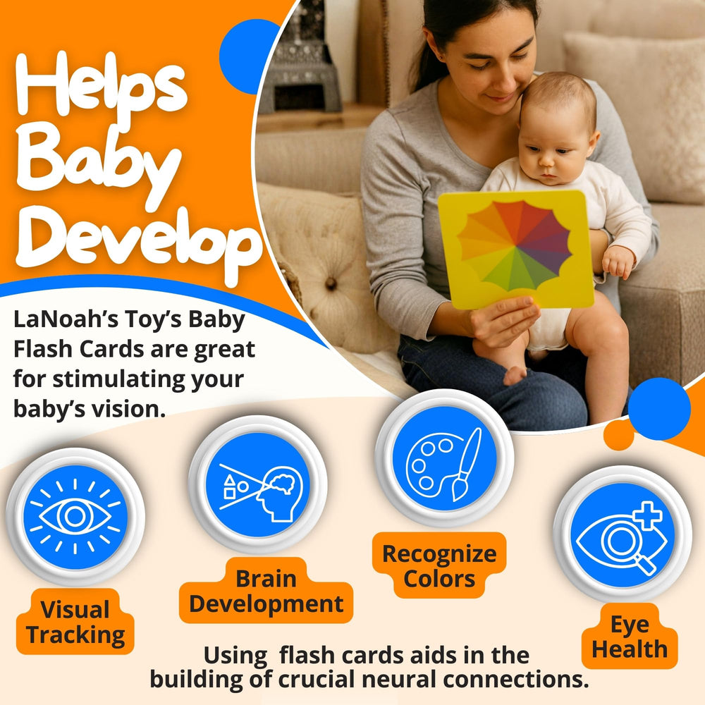 LaNoah Toys memory-stimulation cards promote object naming and recall during play.