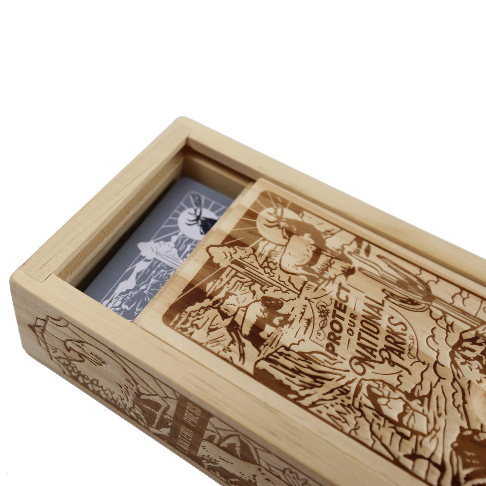 Lantern Press pine wood collector box showcasing rustic display and safe storage.