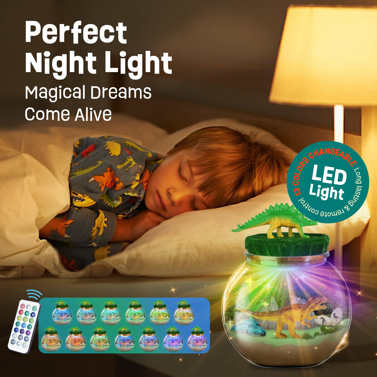 LAOESE 13-color LED night light adds cozy ambience to the terrarium
