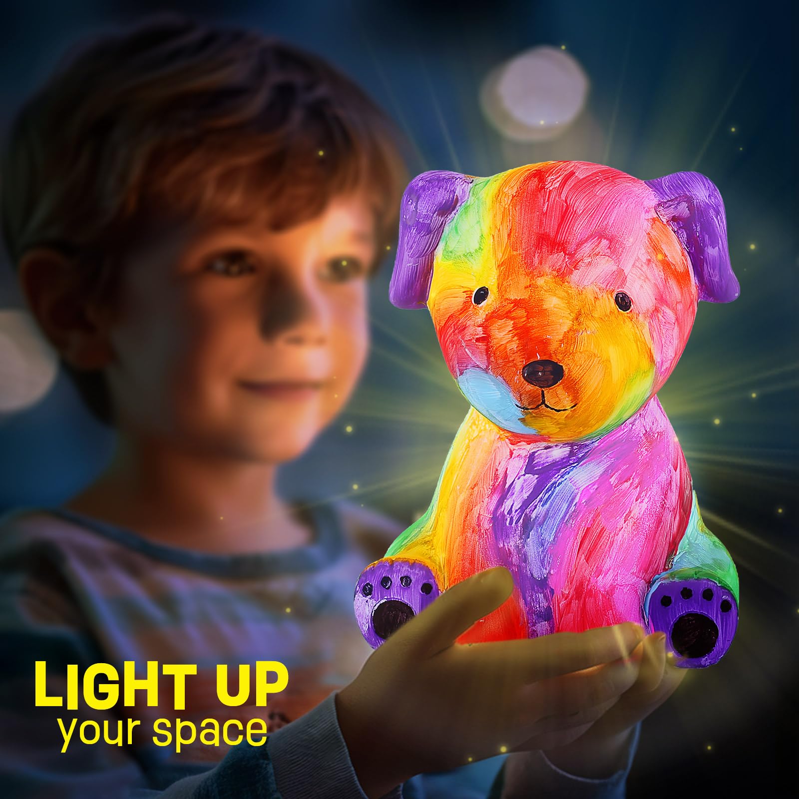 LAOESE close-up of detailed coloring on the glowing dog lamp