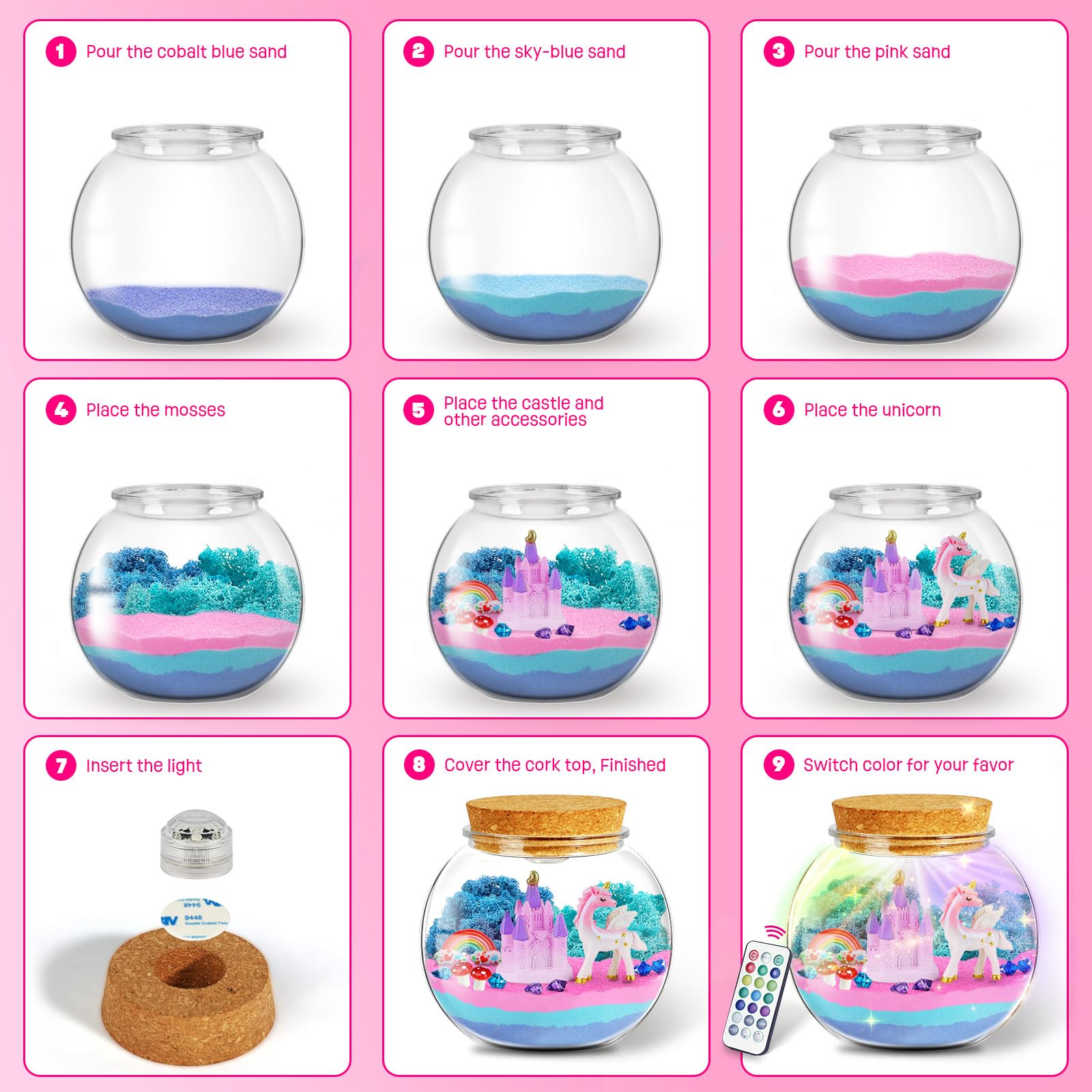 LAOESE unicorn terrarium makes a delightful gift for girls.