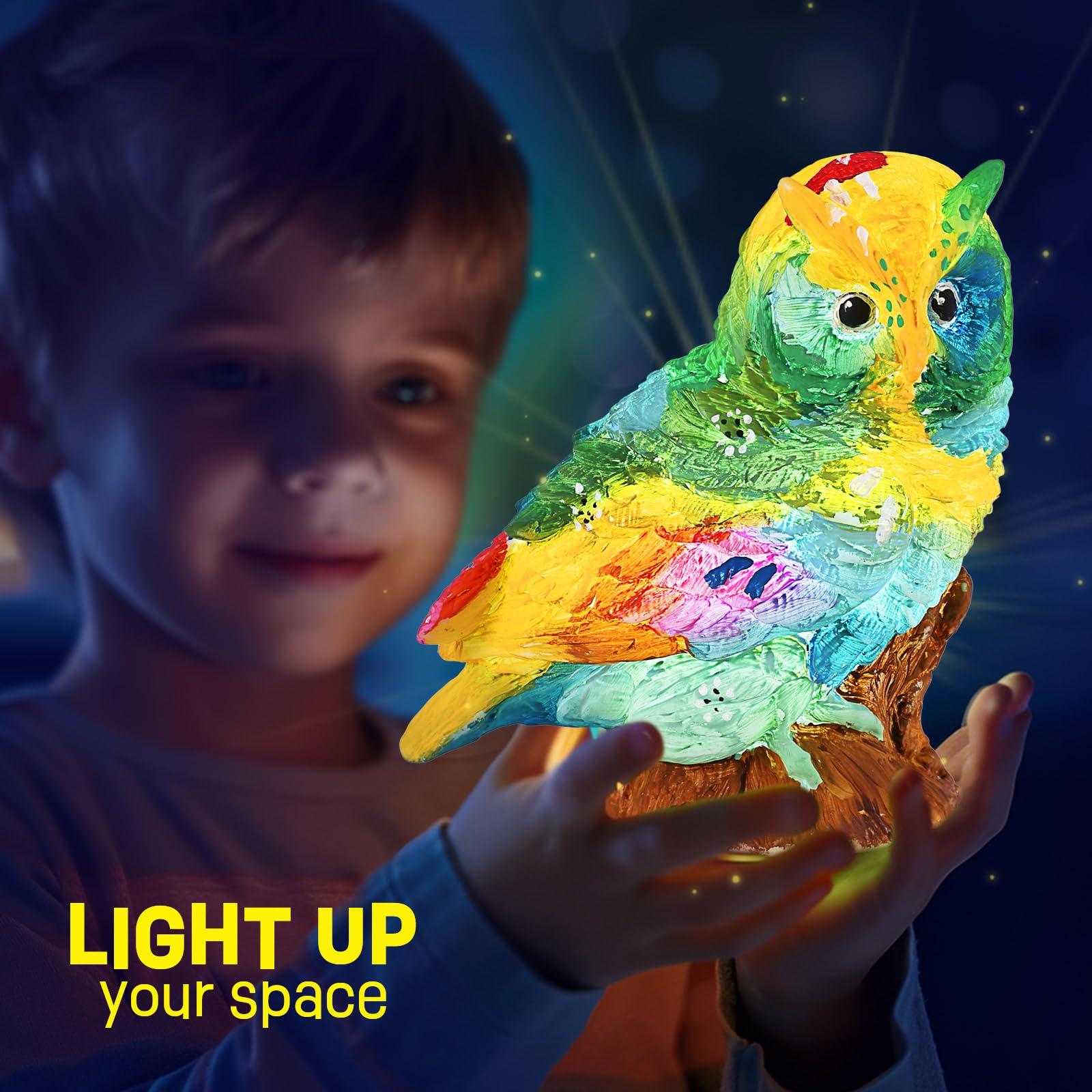 LAOESE Night-light owl lamp glows softly during evening crafts