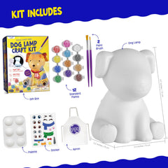LAOESE dog lamp kit includes paints, brushes, and stickers for a colorful nighttime project