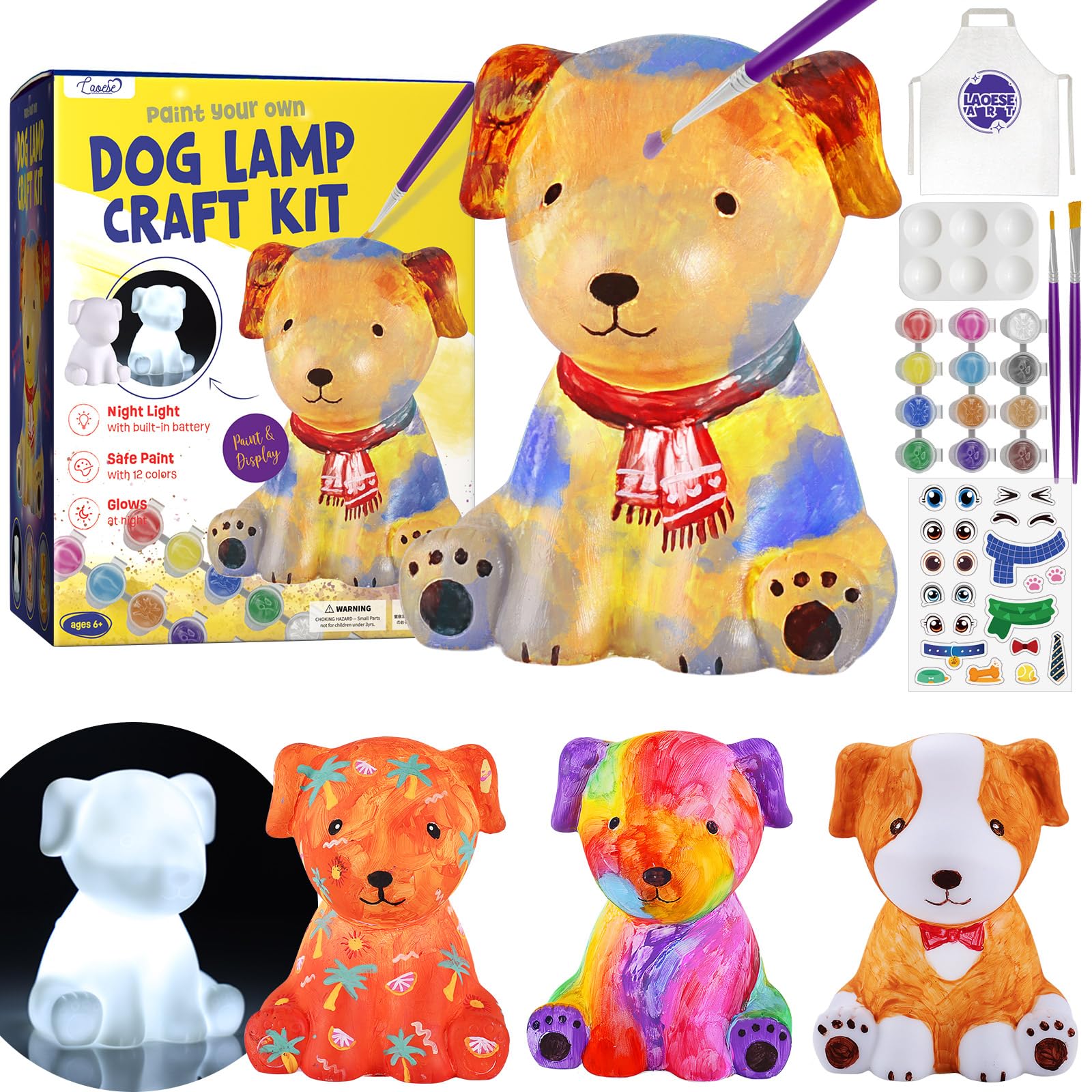 LAOESE Paint Your Own Dog Lamp Kit full set for imaginative kids' painting fun
