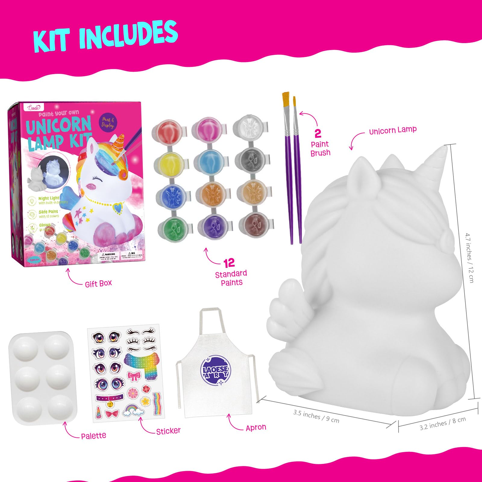 LAOESE Unicorn Lamp Kit assembly glow creates a cozy night light.
