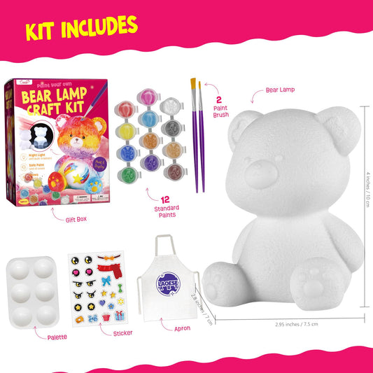 LAOESE Bear Lamp Kit paint pots laid out for easy color selection and painting
