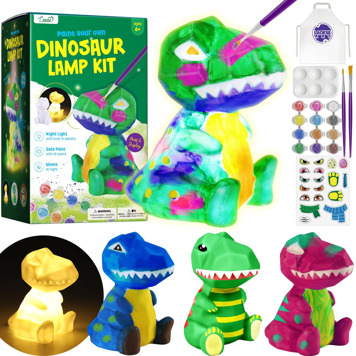 LAOESE dinosaur lamp kit full set for creative kids crafts and night light.