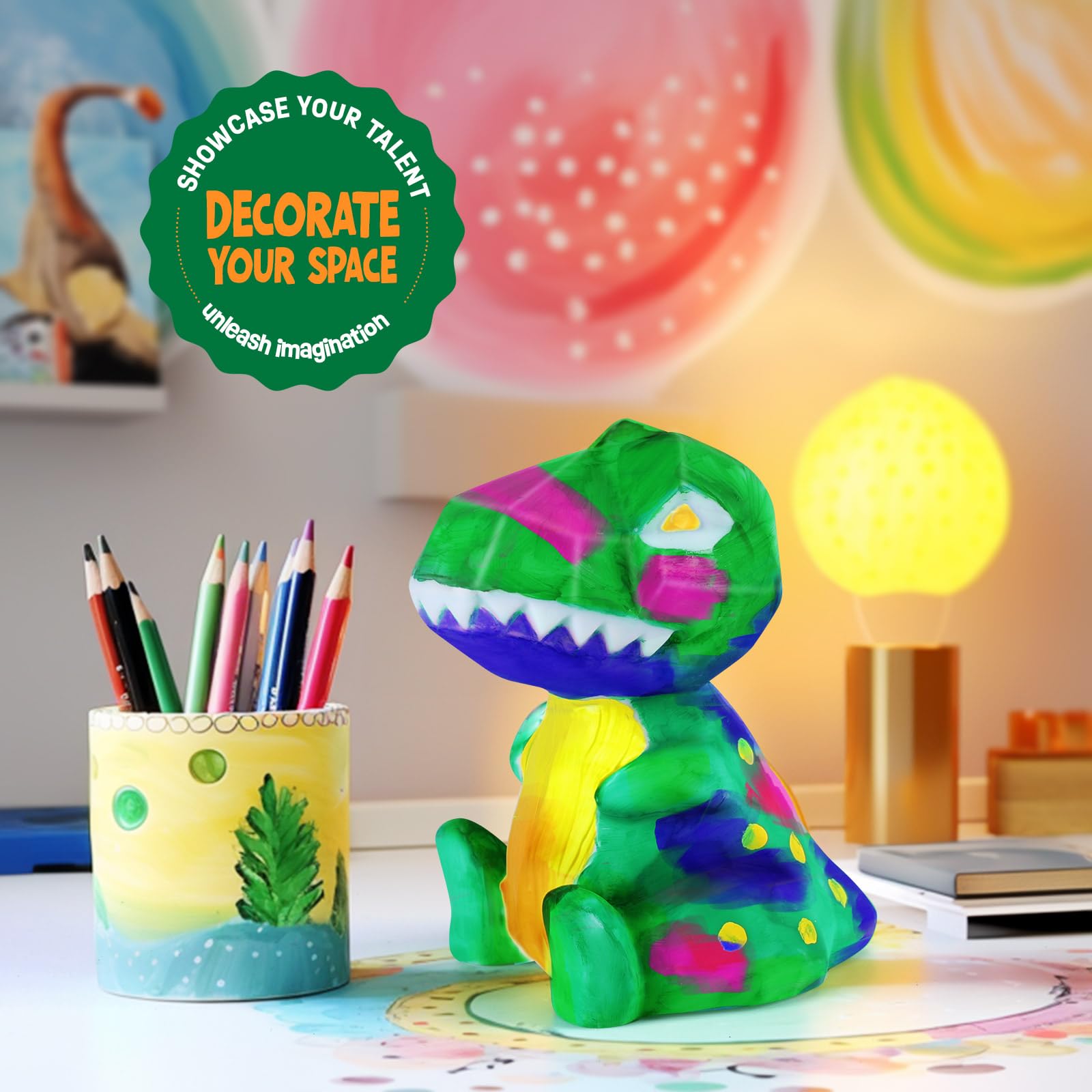 LAOESE stickers to personalize the dinosaur lamp with playful details.