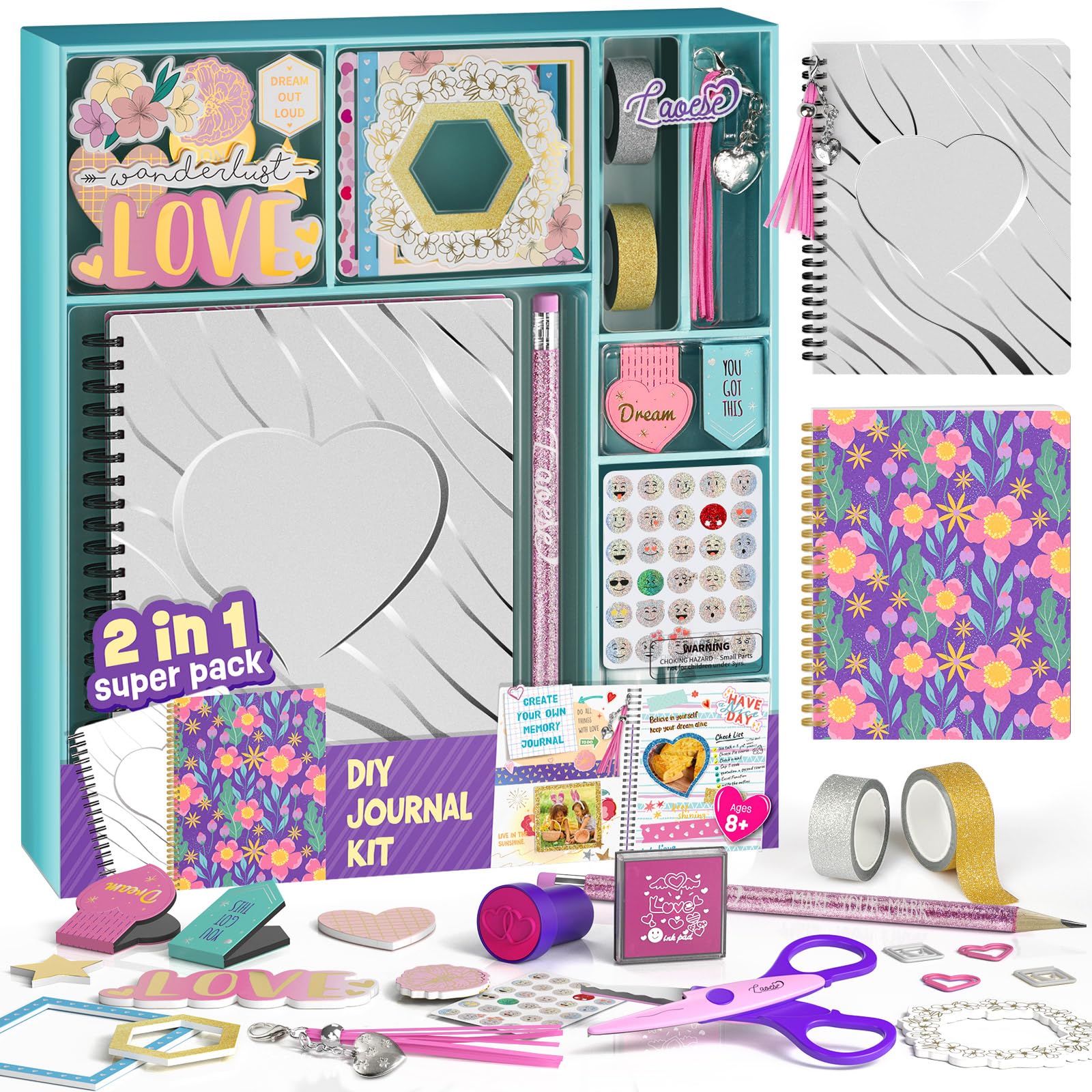 LAOESE two-pack journal kit contents for creative journaling and memory keeping.
