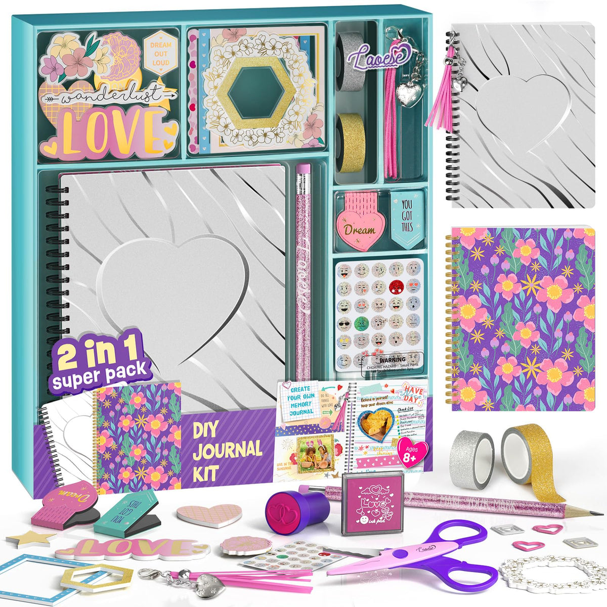 LAOESE two-pack journal kit contents for creative journaling and memory keeping.