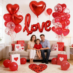 LAOREI red foil heart balloons add shimmering accents for arches.