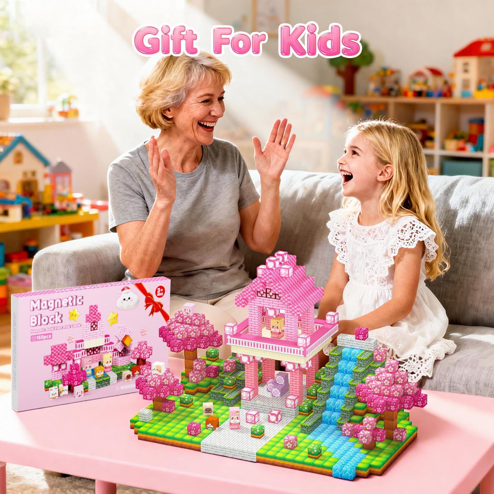 Laoren blocks are easy for young hands to connect, encouraging cooperative play