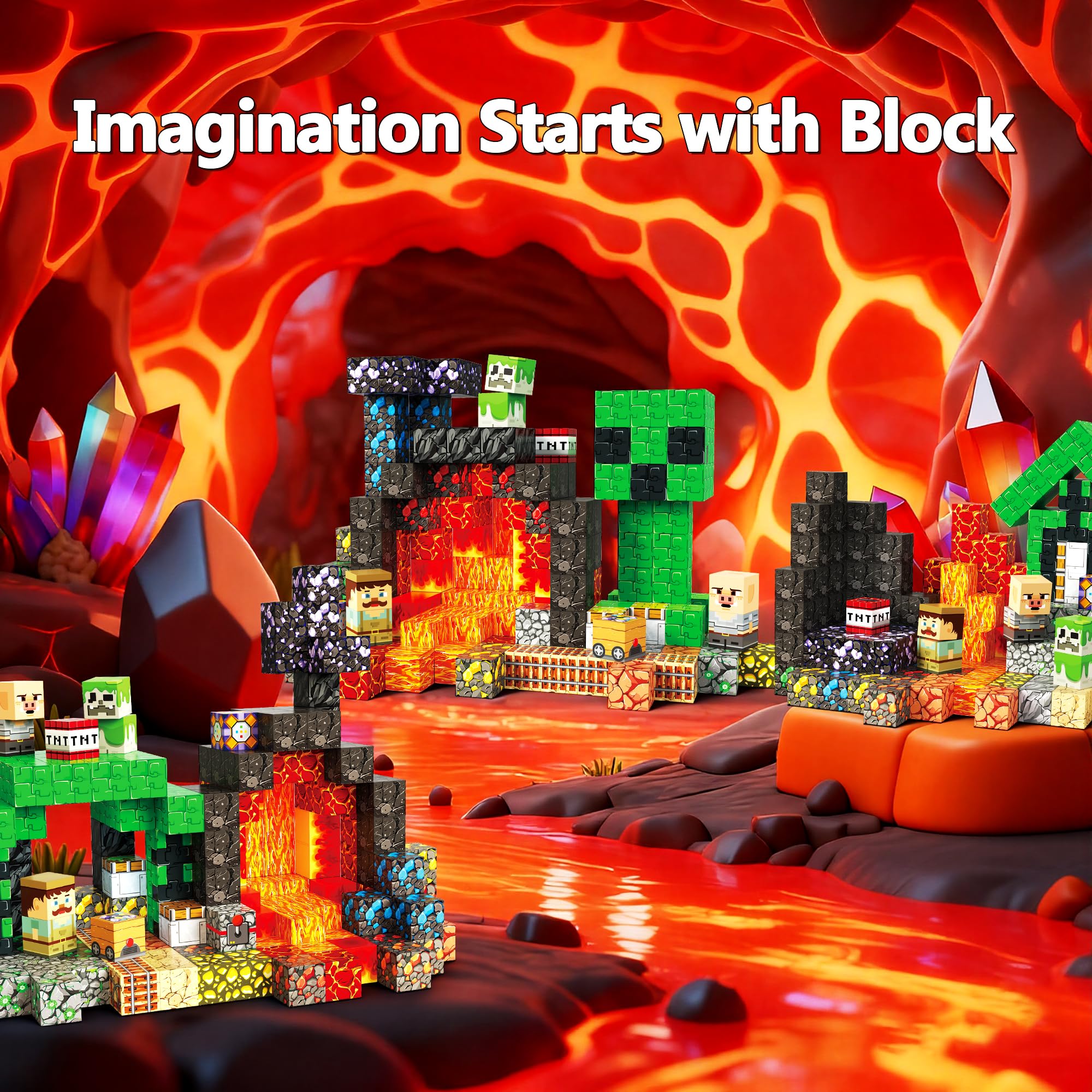 Laoren Magnetic Building Blocks colorful cubes closeup highlights tactile play